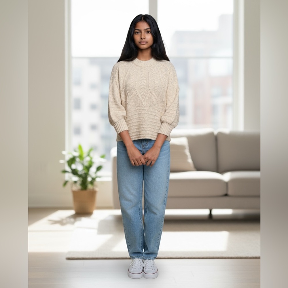 Cozy cardigan with thread pattern